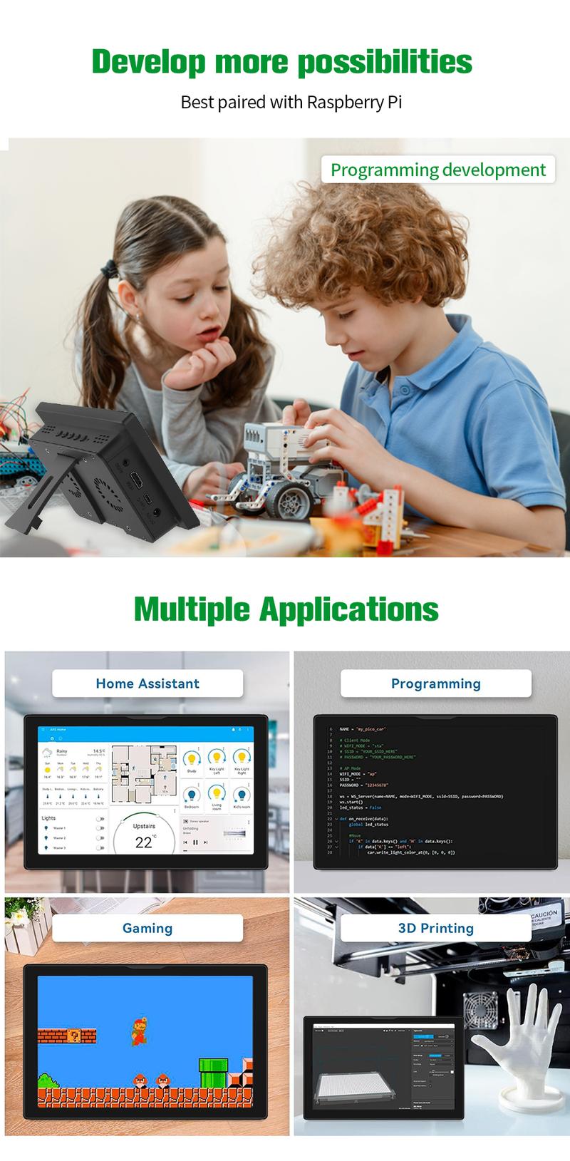 Product Introduction of Unew 8 inch Raspberry Pi Monitor 1280x800 16:10 HDMI for Raspberry Pi 4 3 Orange Banana Pi DIY Projects Touchscreen Display 44