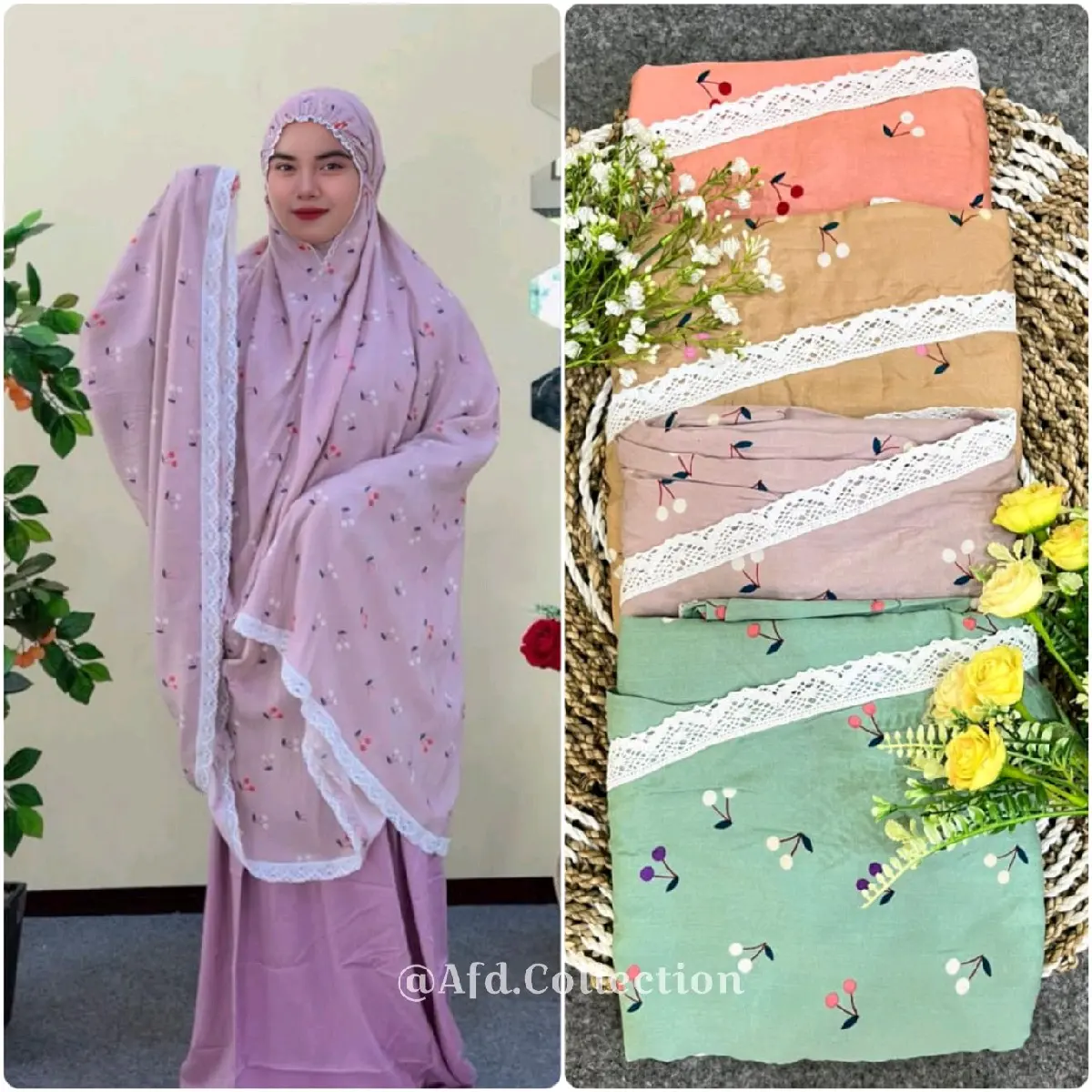 AFD | Mukena Daily BEST SELLER 1 Mukena Rayon Dewasa Jumbo All Motif Free Tas Rayon Printing Kerut Kening ji