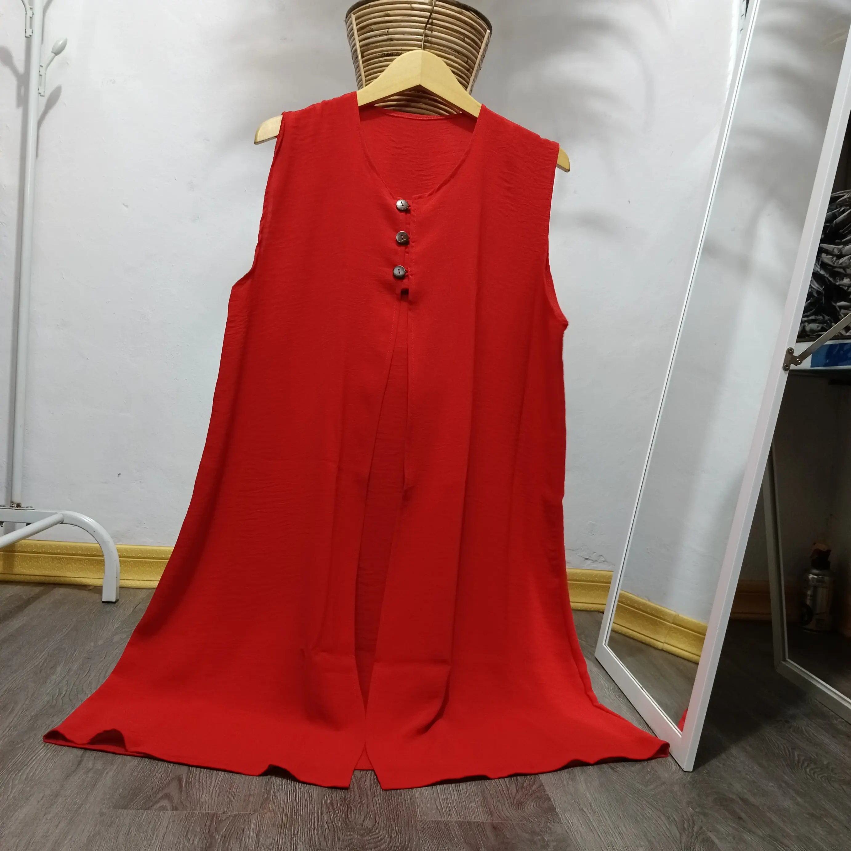 Outer kancing depan crinkle premium/outer tanpa lengan/outer kekinian