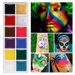 12 Warna Body Face Painting Oil paint Tidak beracun dan aman Set Alat Kecantikan Set Rias Lukisan Wajah Anak pesta bermain peran