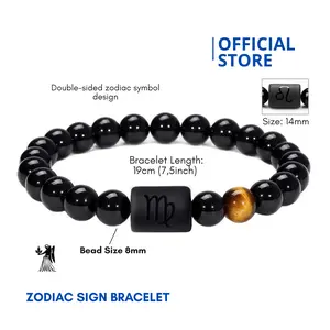 LYVAN Gelang Zodiak Batu Natural Agate Pria dan Wanita Gelang Couple