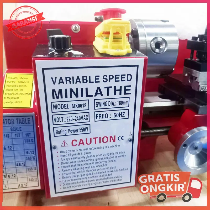 Mesin Bubut Mini Lathe Wood Working DIY 550W - MX0618 1