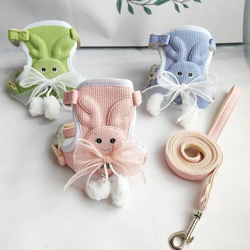 Cat Pulling Rope Rabbit Household Vest-Style Chest Strap Anti Breaking Loose Cat Walking Rope Cat Walking Chain Adjustable Pet