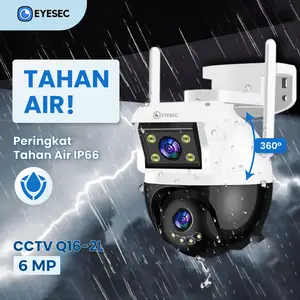 EYESEC CCTV Outdoor WiFi 6MP Dual Lens Waterproof IP Camera 355° PTZ Kamera HP Jarak Jauh Adaptor Smart