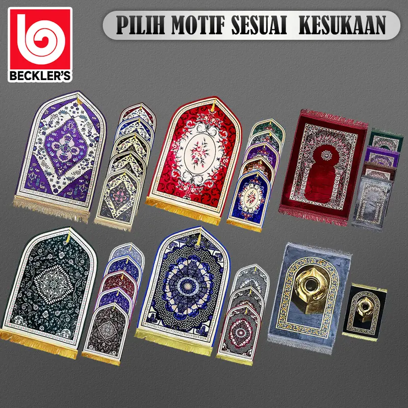 (Beckler's) Sajadah Malaysia Tebal Empuk Rumbai Ukuran 110x70cm/Sajadah Turki Anti Slip 6