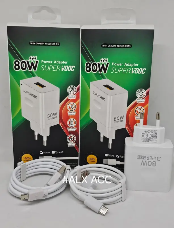 Charger Infinic Original 80W Fast Charger Support Super VOOC Cable Micro USB - Type-C 1