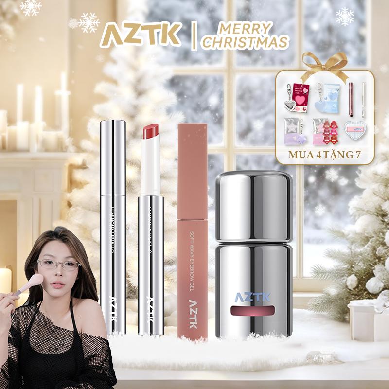  【AZTK x HỨA NGÂN Bộ sản phẩm AZTK Son dưỡng môi đông giá *2 Phấn má hồng tông lạnh *1 Kẻ chân mày nhuộm sương mù *1 Hộp quà giới hạn siêu tiện lợi 