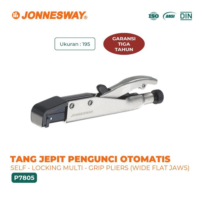 Gambar JONNESWAY Tang Pengunci Otomatis Rahang Lebar Datar / Tang Jepit Otomatis Rahang Lebar Datar / Tang Genggam Multifungsi dengan Metode Kunci / Self-Locking Multi-Grip Pliers (Wide Flat Jaws) P7805 dari Jonnesway Official Kota Administrasi Jakarta Utara Tokopedia