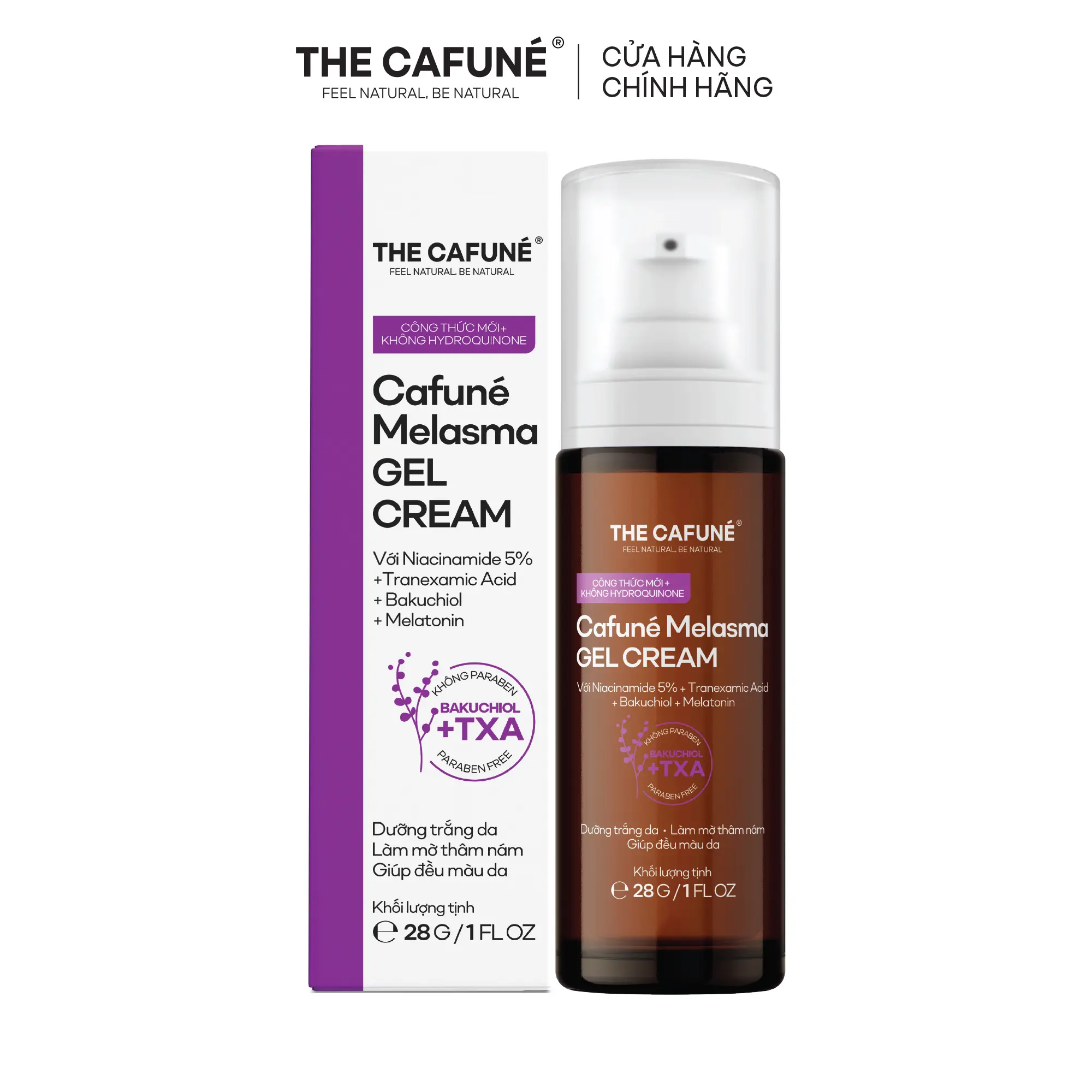 Kem Làm Mờ Thâm Nám, Tàn Nhang Và Đều Màu Da Tối Ưu Cafuné Melasma Gel Cream, 28G Skincare Chăm Sóc Da Nám, Tàn Nhang