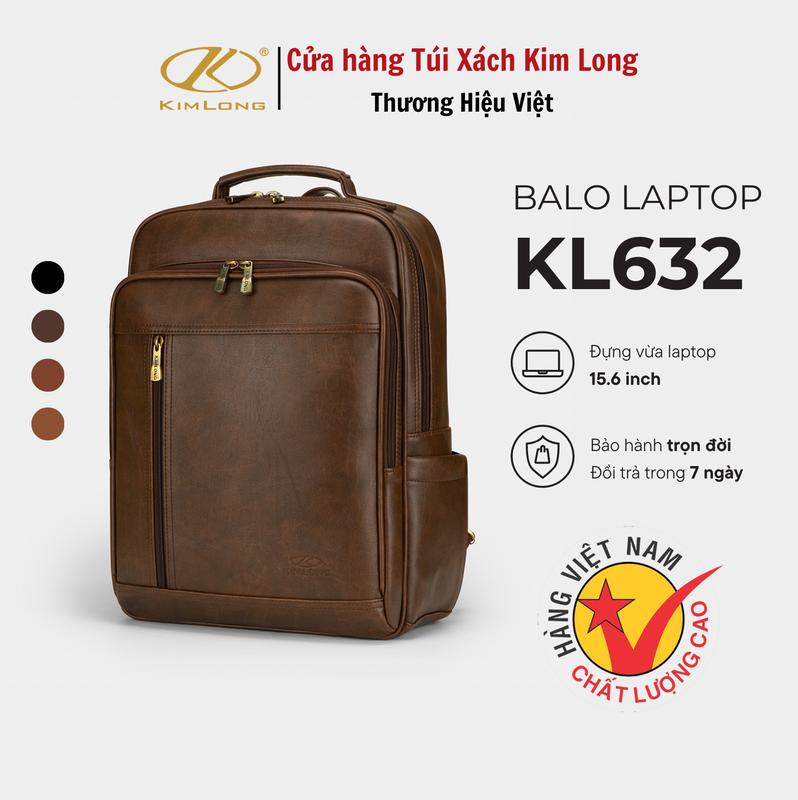Balo Da Nam Kim Long Thời Trang Laptop 15.6inch Da Tổng Hợp Cao Cấp KL632