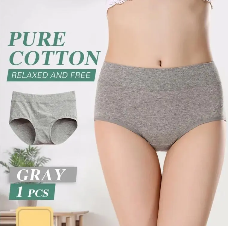 High Quality Soft Cotton Women Mid Waist Brief Panties Stretch Maxi Ladies Female Underwear