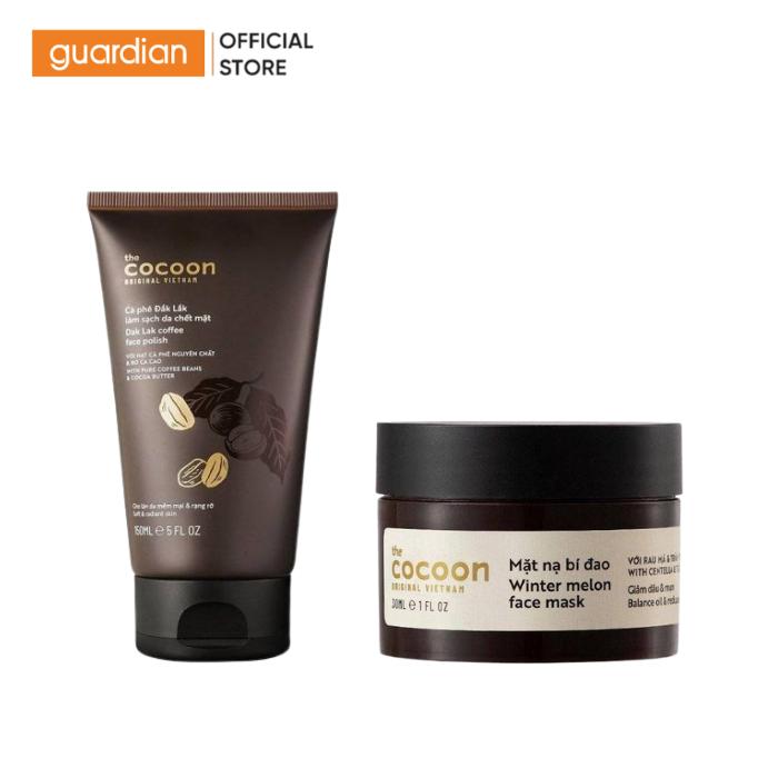  Combo Mặt Nạ Bí Đao Hỗ Trợ Giảm Dầu Và Mụn Cocoon 30ml & Tẩy Tế Bào Chết Mặt Cà Phê Đăk Lăk Cocoon 150ml 