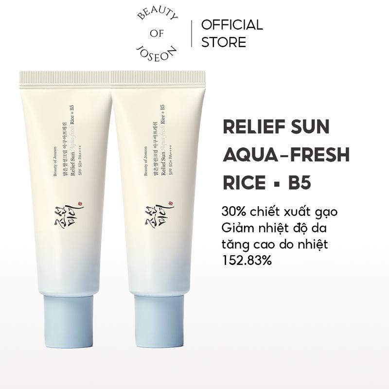  Combo 2 Kem chống nắng cám gạo phục hồi Beauty Of Joseon Relief Sun Aqua-Fresh: Rice + B5 SPF50+ PA++++ 50ml 