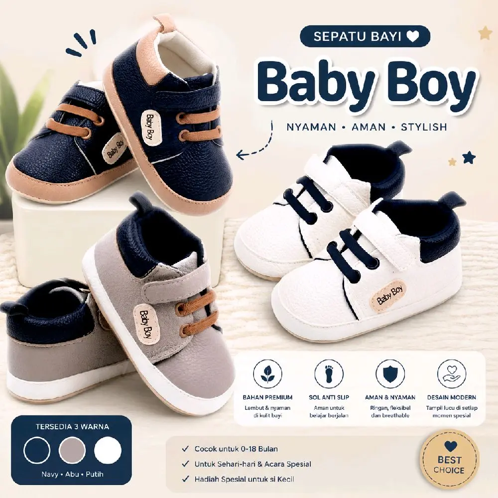 Paket Hemat 3 Pasang Sepatu Bayi Terbaru Usia 1-12 Bulan - Kaki Empuk Prewelker - Laki Laki - Perempuan Prewalker