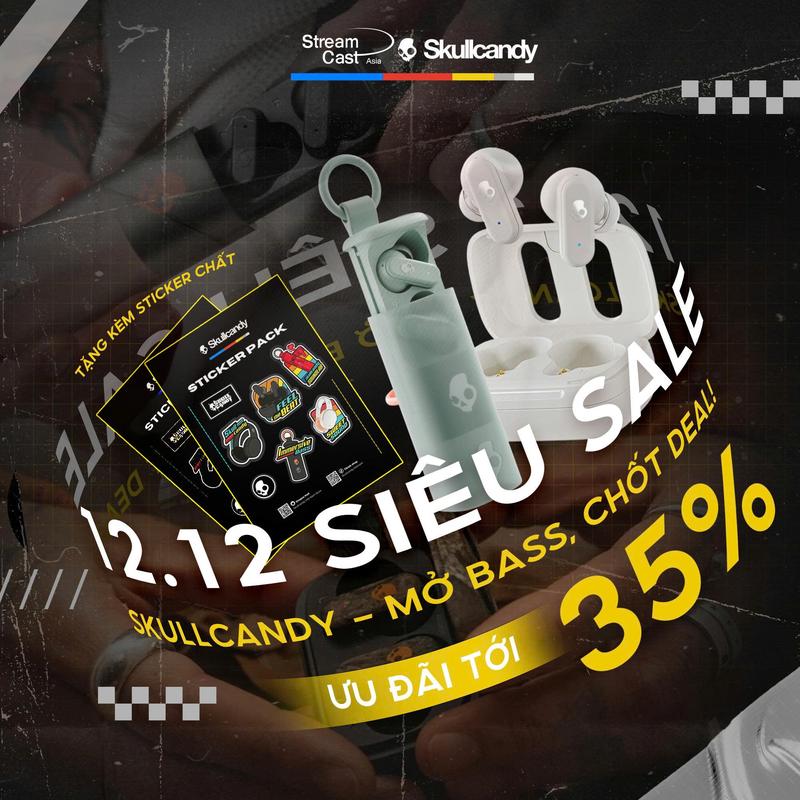 Tai nghe bluetooth nhét tai xuyên âm và EQ kết nối đa thiết bị SKULLCANDY DIME 3 DIME EVO- BẢO HÀNH 1 NĂM