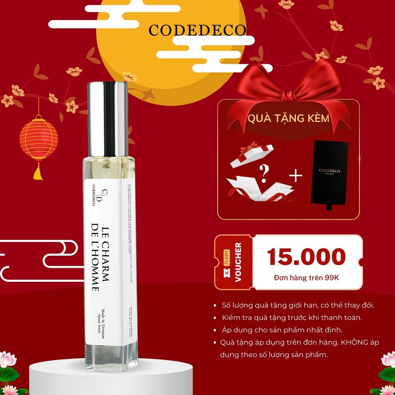 Tinh dầu nước hoa nam CODEDECO Le Charm De L'homme 10ml dạng xịt Women Perfume