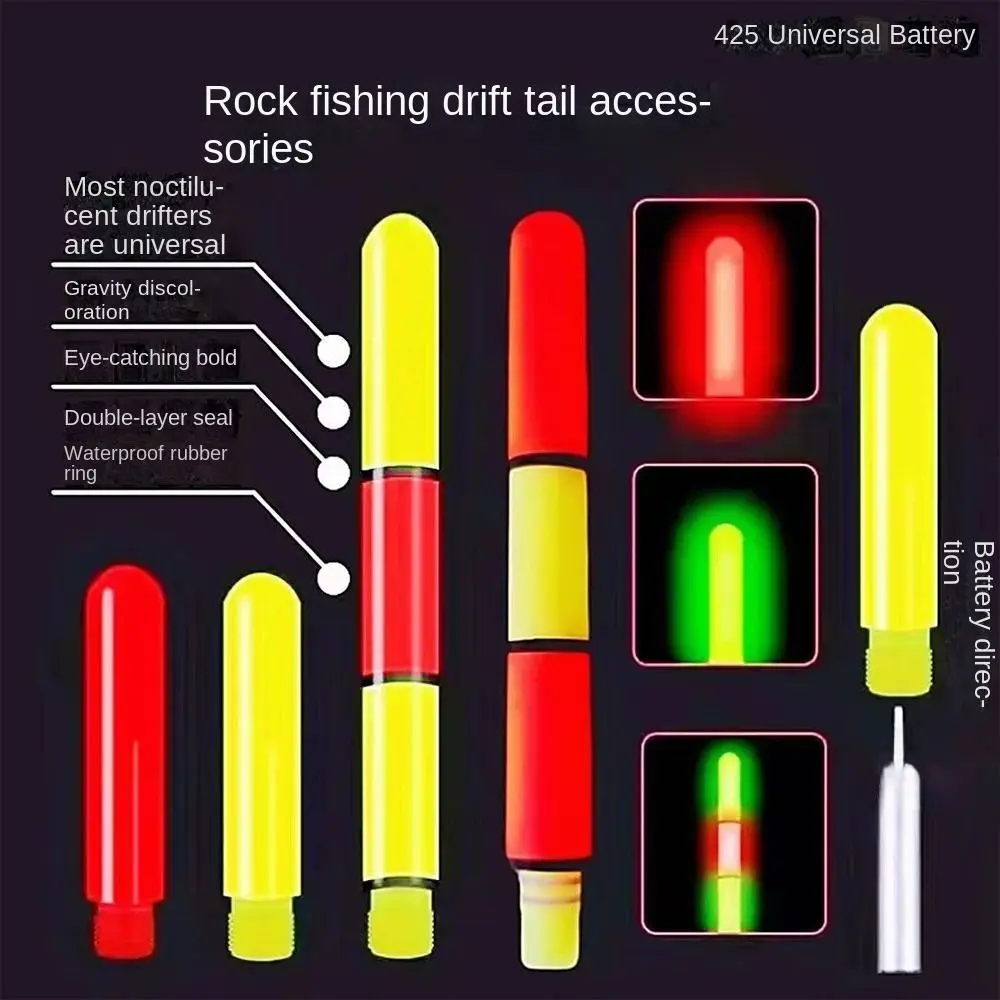 outerin 1pc New Sensor Color Change LED Fishing Smart Float Top Super Bright Ultra Sensitive Electronic Floats Buoy 1 Segment/3 Segemnts/5 Segemnts Induction night fishing float top cr425 Battery
