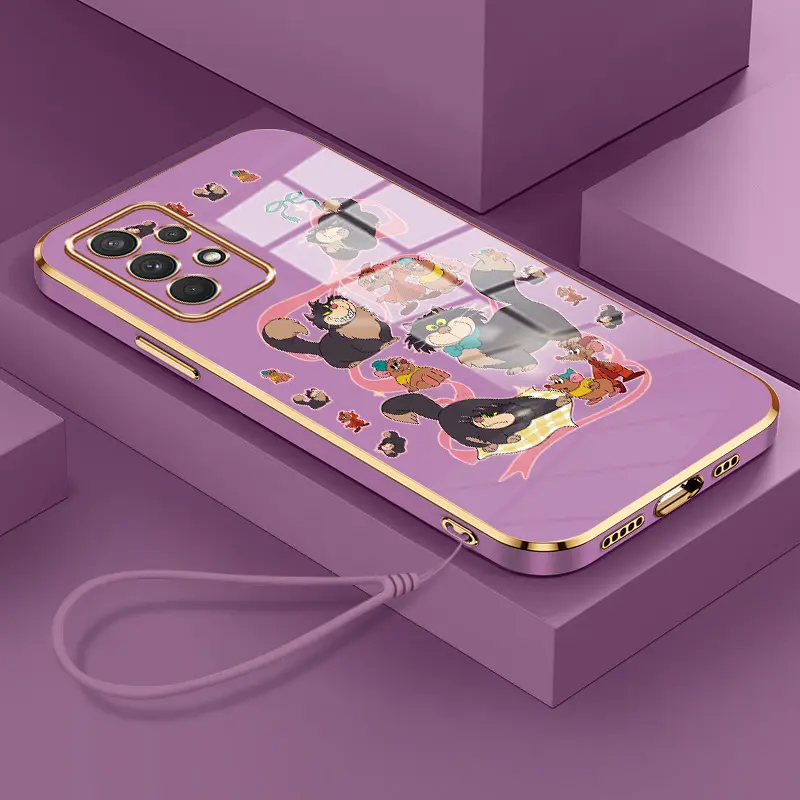 Casing Hp Untuk Samsung Galaxy A32 4G A32 5G Case Pola kucing dan tikus Cesing Silikon Softcase ponsel Kasing Mewah Plating Kesing 1