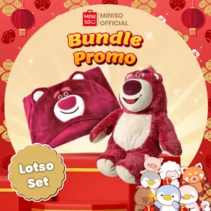 [BUNDLE] MINISO Bundling Boneka Seri TOY STORY Lotso Bear Strawberry +Selimut Lotso Boneka anak hangat nyaman  halus hadiah empuk