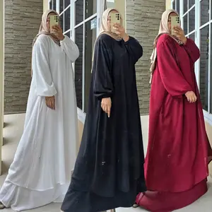 Zeba | Freya Gamis Jumbo 2 Layer Ceruty Furing Full LD140 LD150 LD160 BB 100 - 160 kg Gaun Malai Kondangan Lebaran Wanita Dewasa Remaja Dress Polos Muslim Lengan Panjang Syari Maxi Pesta Karet Mewah Tanpa Mutiara