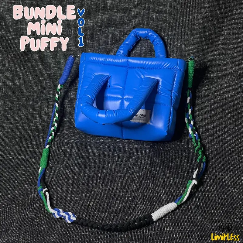 Asfour - Mini Puffy Bundle + Tali Macrame Hand Sling bag Hologram Wanita 7