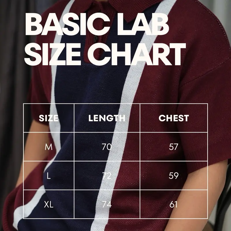 BASIC LAB Polo Stripe Oversize Knit Cream White 3