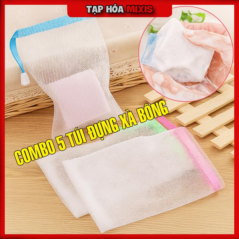  Combo Túi Lưới Tạo Bọt 2 Lớp Đựng Bánh Xà Phòng Xà Bông Lưới Tạo Bọt Tắm Rửa Mặt Tiện Lợi - GD73 