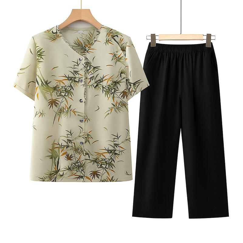  Bộ Lụa Trung Niên Sang Trọng H123 Quần Dài ,Cao Cấp ,Thoáng Mát,Chất Liệu Mango Cao Cấp 