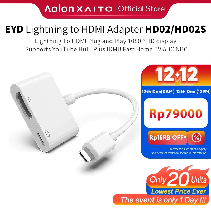 AITO HD02S Lightning To HDMI Adapter Kable For IPhone iPad 4K HD Digital TV Monitor For IOS18 Version 0