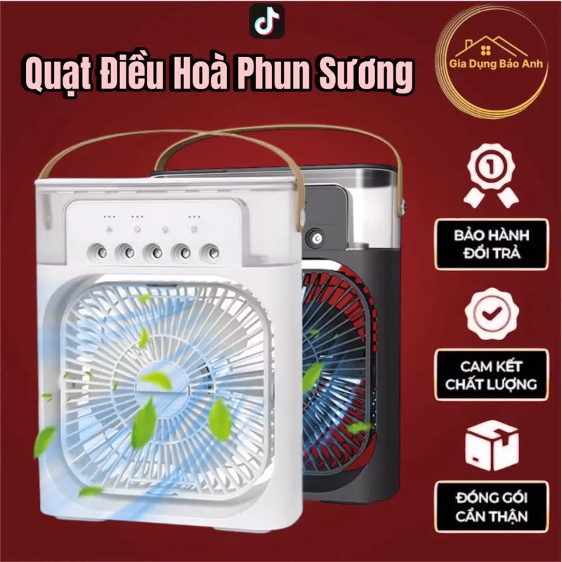 ￼Quạt hơi nước, Quạt phun sương mini làm mát để bàn 3 chế độ gió dung tích bình chứa nước 600ml tích hợp đèn led - Không Tích Điện Màu Ngẫu Nhiên