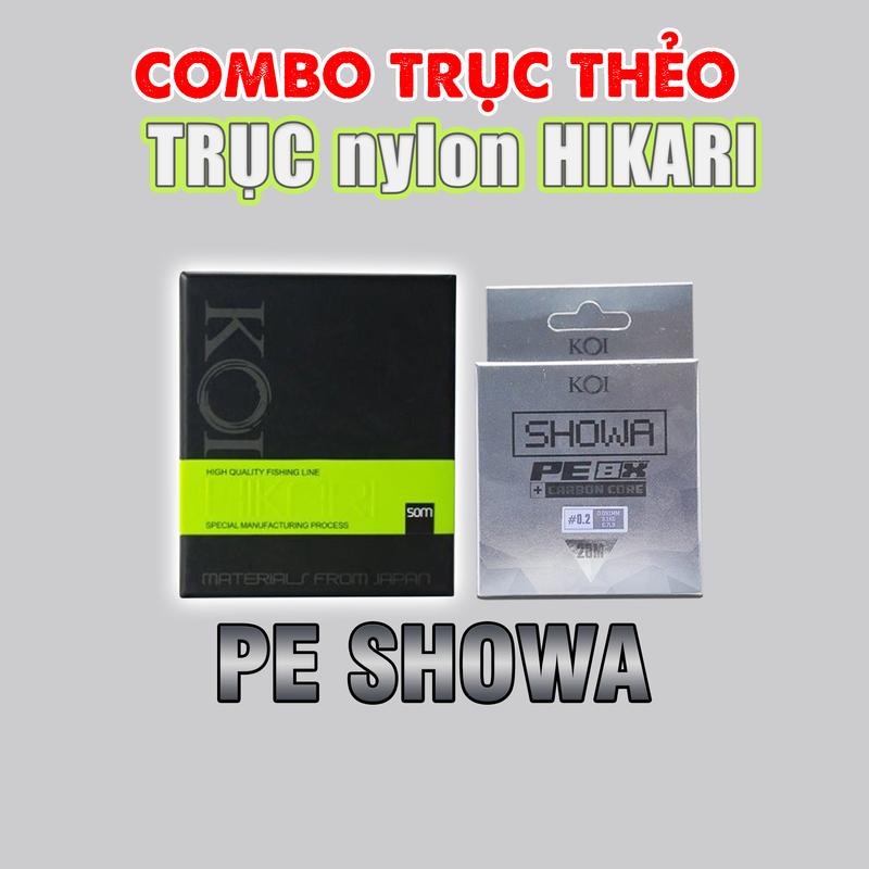 COMBO TRỤC THẺO Trục Hikari Nylon + Pe Showa Lõi Carbon Chống Rối