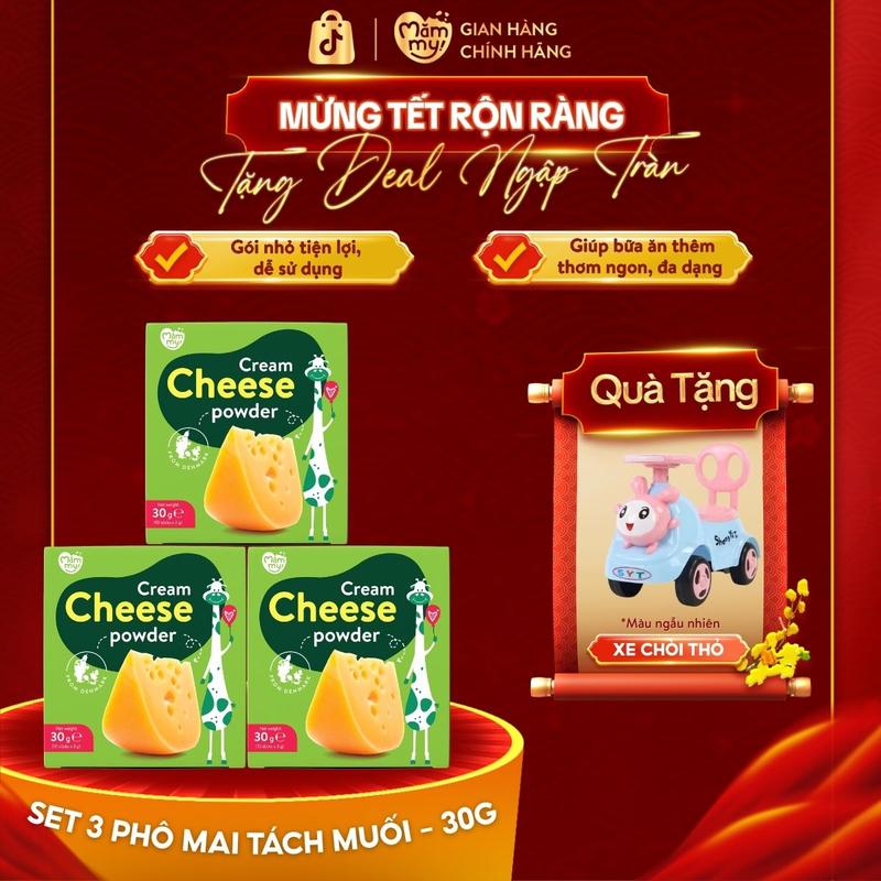  Combo 3 Hộp Phô Mai Tách Muối MĂMMY Dạng Bột Rắc Cơm Nui Cháo Bổ Sung Vitamin Dinh Dưỡng Cho Bé Từ 6 Tháng  3gr x 10   THO  