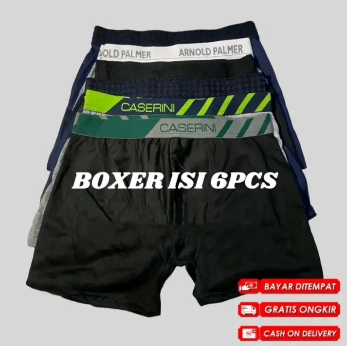 1 paket boxer cowok Pria Dewasa Hitam Remaja Spandex XXL - 6 Pcs Katun Lembut Nyaman Karet jockstrap ice  silk  pria Pendek spender sempak  aisar