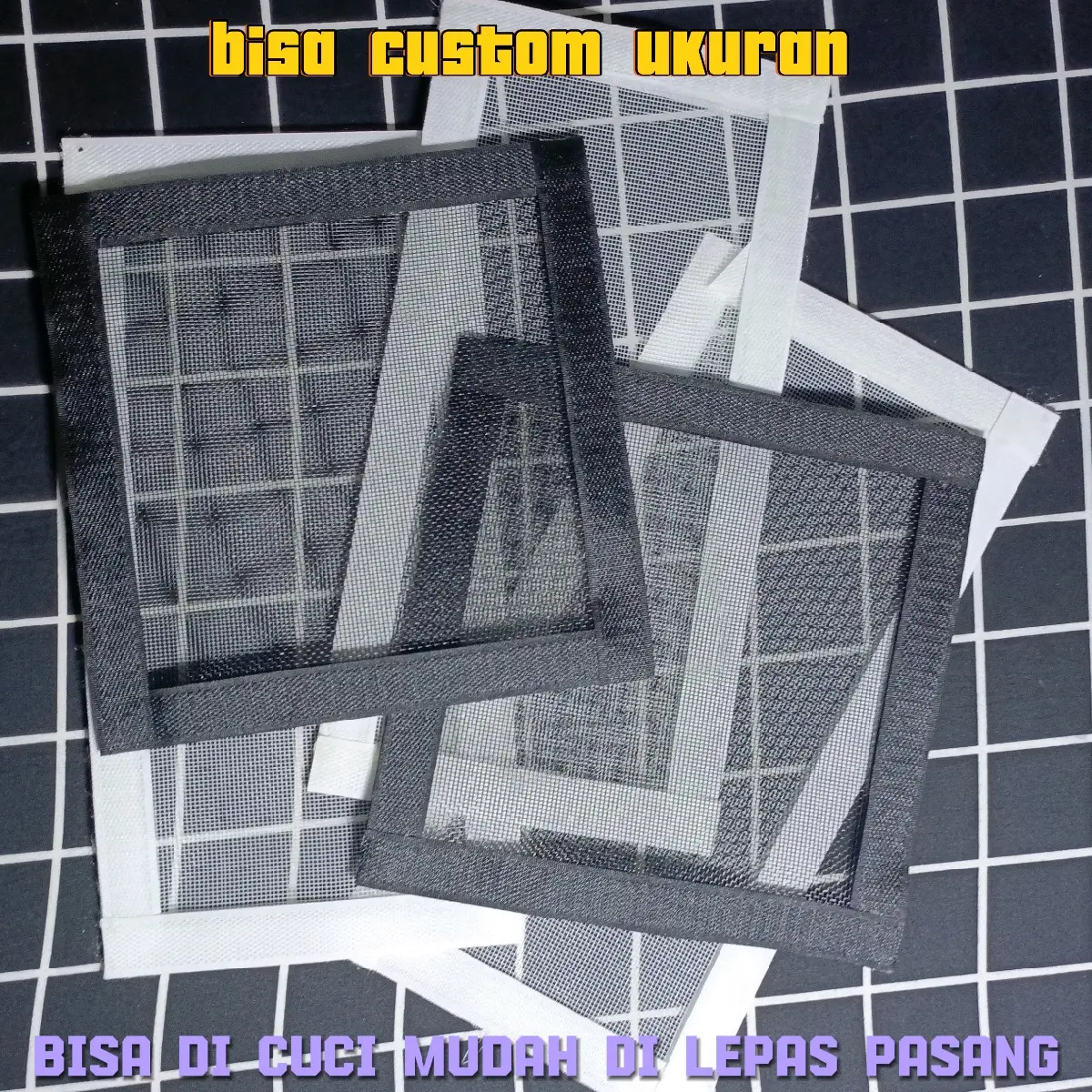 kawat nyamuk jaring fiberglas frame perekat valcro
