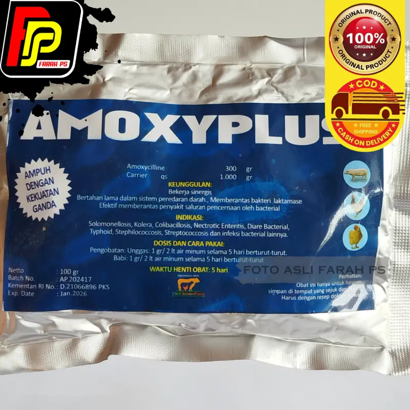 Amoxyplus 100 gram Antibiotik untuk saluran pencernaan pada hewan 1