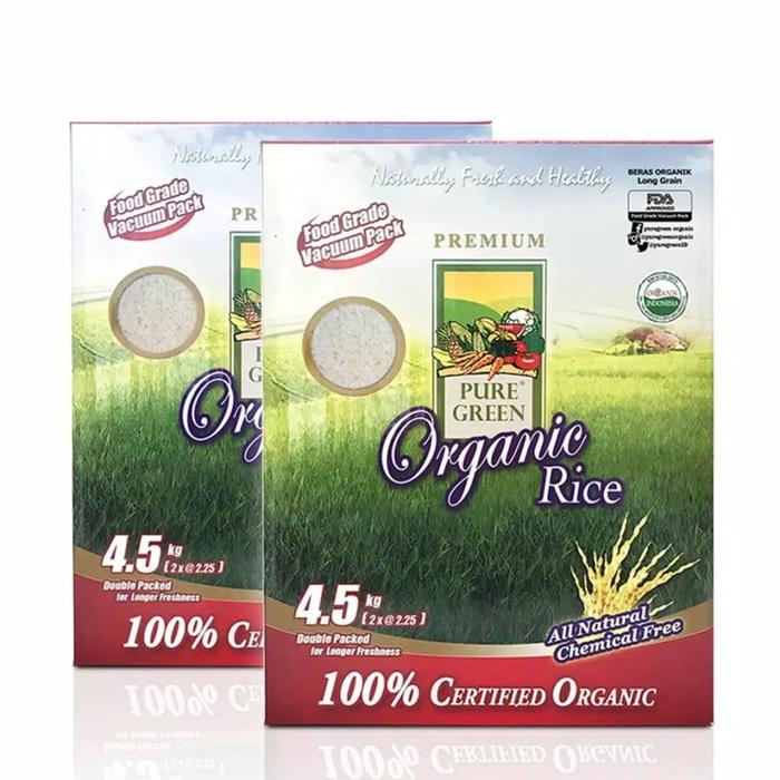 Gambar PAKET 2 - PureGreen Organic Rice Beras Organik White Long Grain 4.5 kg x 2 pc dari Puregreen Organic Kota Administrasi Jakarta Utara Tokopedia