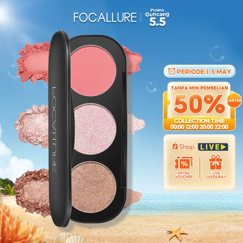 [Official] FOCALLURE 3 in 1 Shimmer Highlighter & Matte Blusher Palette