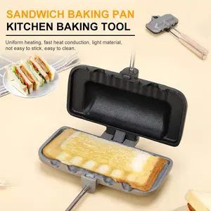 Cetakan Sandwich Maker Non-Stick Pan Double-Sided Aluminium - MGT-30 Milageto Roti Coklat