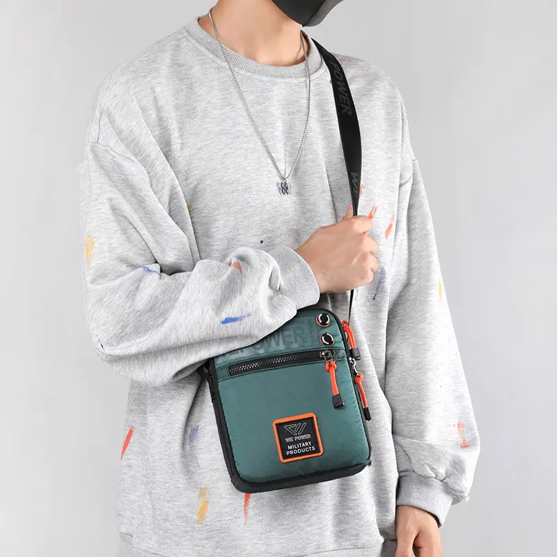 Túi Đeo Chéo Thiết Kế Nhiều Lớp Cho Nam, Túi Đeo Vai Nylon Chống Thấm Nước Cho Bé Trai, Túi Đưa Thư Dung Tích Lớn, Túi Vuông Để Giải Trí Ngoài Trời Bag 4