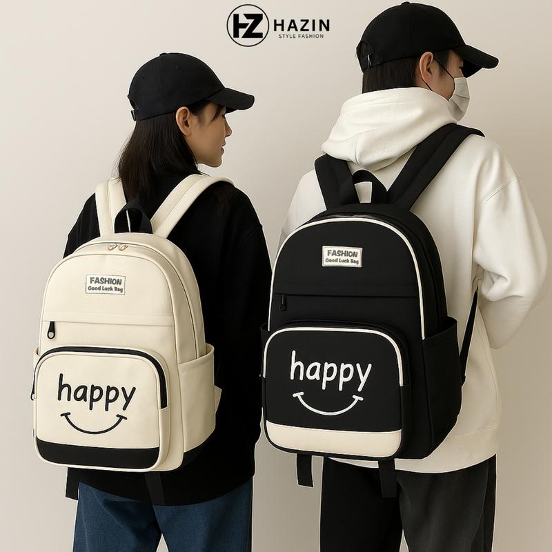 Balo thời trang Happy đi học đựng vừa Latop 15.6 inch cặp sách in hình xinh xắn dành cho nam nữ chất liệu dày dặn nhiều ngăn dáng Basic unise HAB662