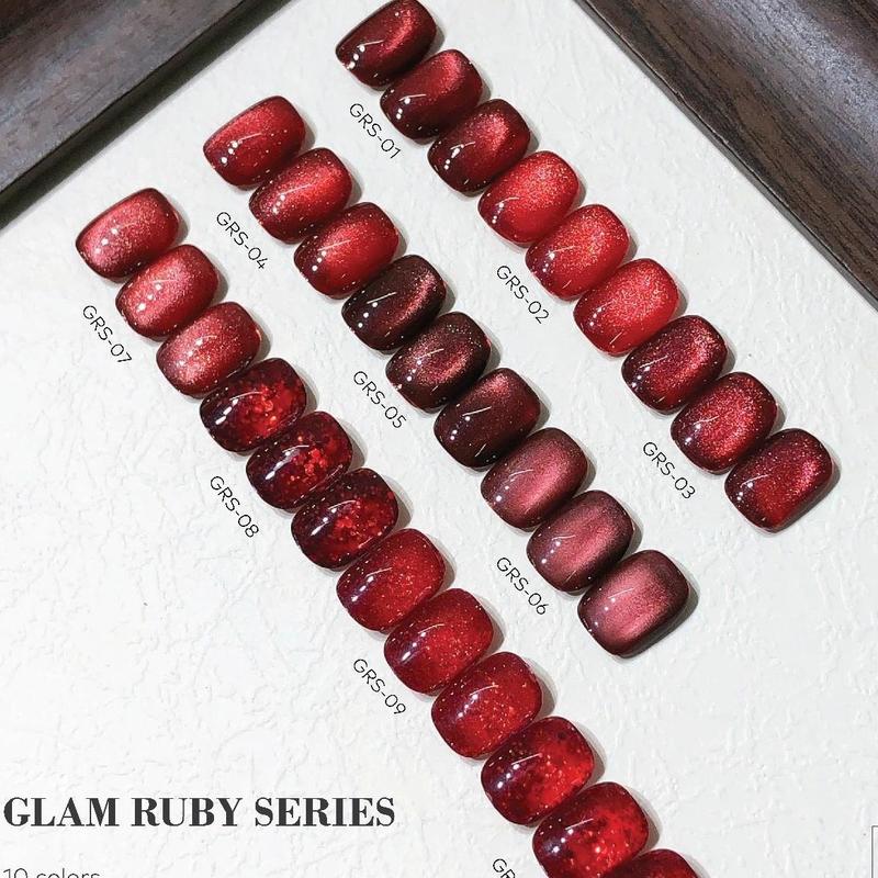  Set sơn gel Rouni mắt mèo đỏ mới 2026 thu đông mắt mèo ruby thạch anh đỏ nhũ đỏ lấp lánh chuyên dụng cho tiệm nail 
