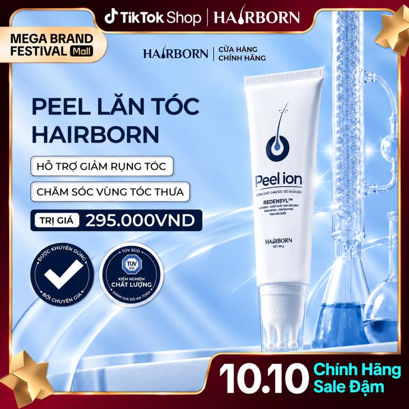 [ BÁN CHẠY ] Peel Lăn Tóc i-on Hairborn Tuýp 60ml, hỗ trợ giảm rụng, làm dày tóc hiệu quả haircare ,serum dưỡng tóc