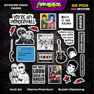 STICKER PACK ISI 22 PCS OASIS BAND STICKER AESTHETIC TUMBLER STICKER LAPTOP STICKER HELM STICKER GITAR-SPE-01