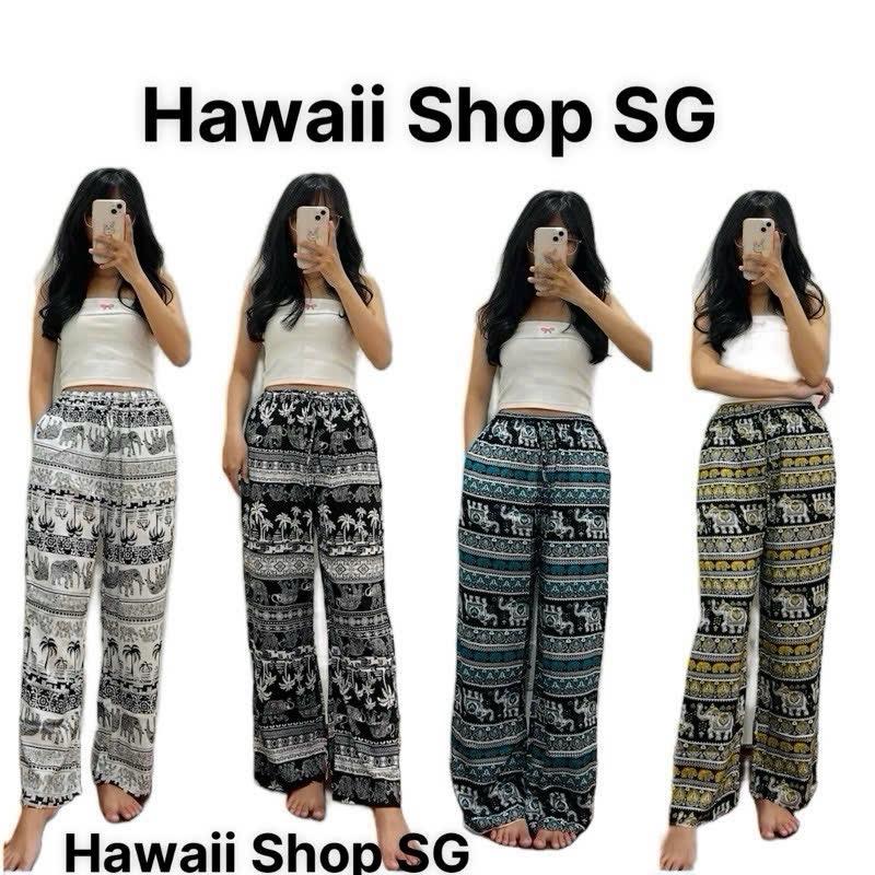 Bigsize 85kg Quần dài thổ cẩm voi nam nữ ống suông Vải Tole lanh có túi và dây rút. May Đối xứng. Quần dài ống suông