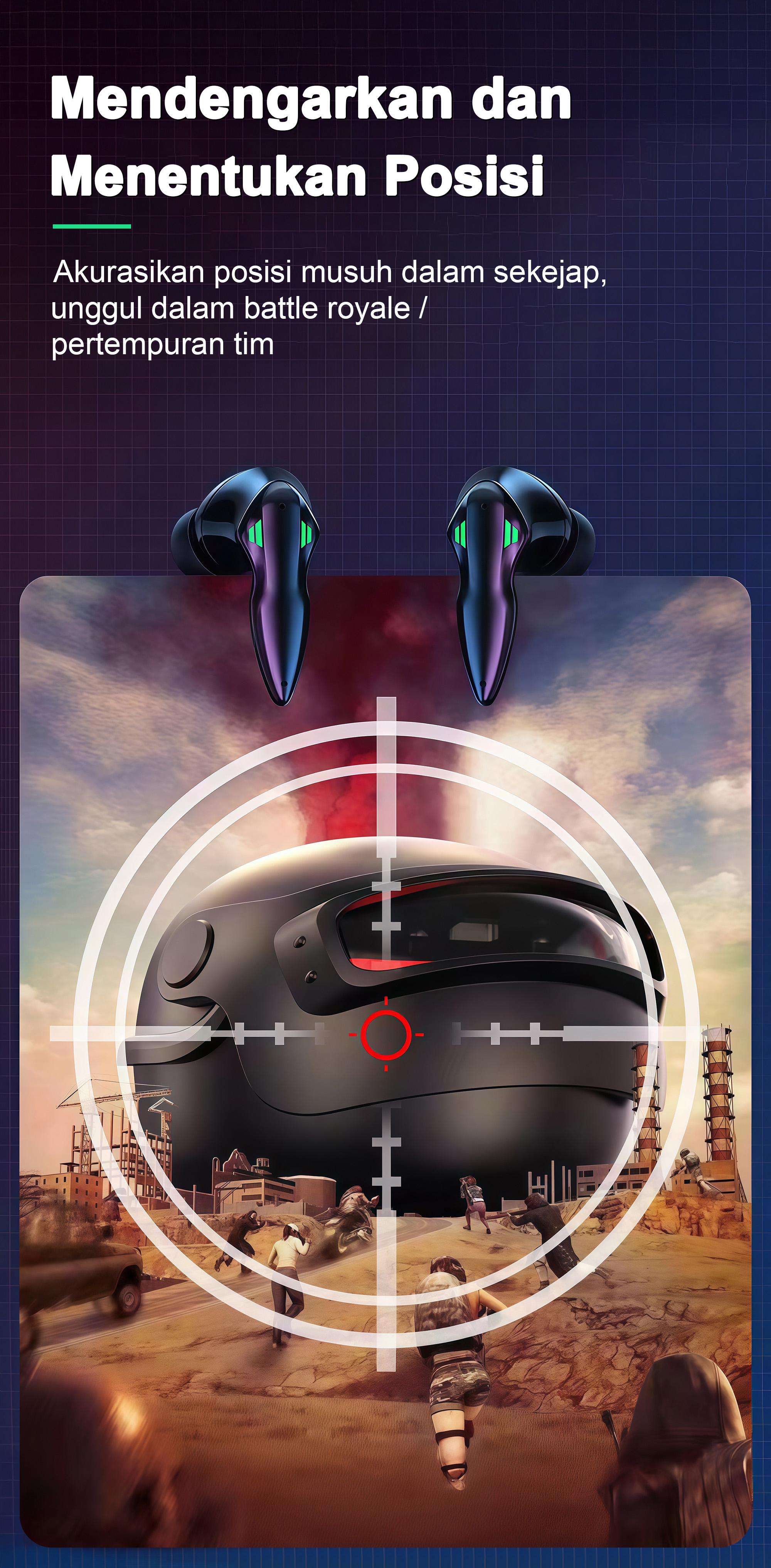 BUDS 5 PRO Earphone Gaming Terbaru, Desain Helm Eksklusif Global, Efek Lampu Keren, Suara Stereo HiFi, Tahan Air IPX5, Mikrofon Built-in, Peredam Bising ENC, Kontrol Sentuh, Cocok untuk iPhone dan Android