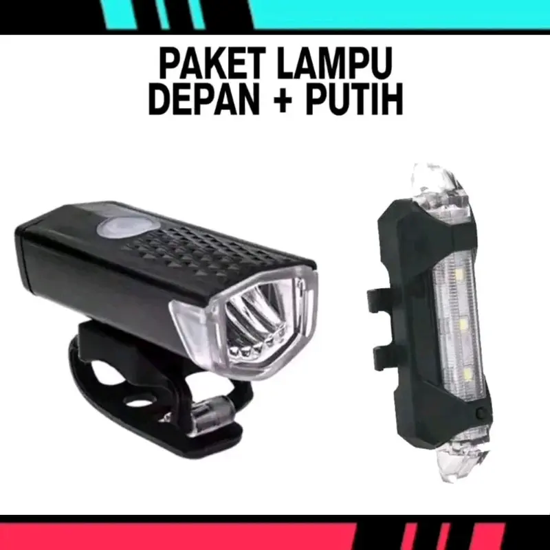 Satu Set Lampu Sepeda Depan Dan Belakang 2in1 Rechargeable 2