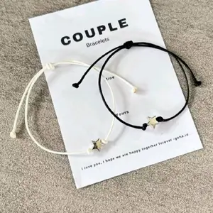 Paket Hemat 2 pcs Gelang Couple Tali Korea Bintang Silver // Gelang Tali Korea single slide // Gelang Cewek Dan Cowok Bracelet