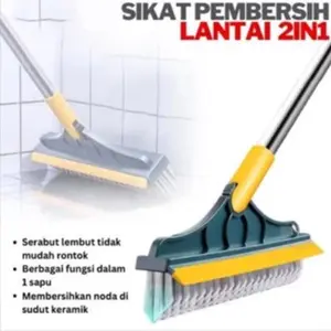 Sikat Lantai Kamar Mandi 2 In 1  Sapu Pembersih Toilet Mutifungsi Gagang Panjang Stainless NMU
