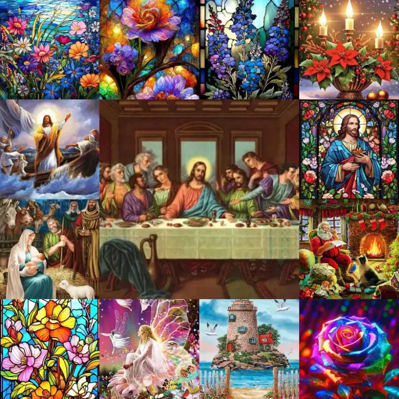 [New] 5D Diamond Painting Set DIY 30x40cm Motif Religi Diamond Painting Full Drill Motif Natal Dekorasi Natal Kado Natal
