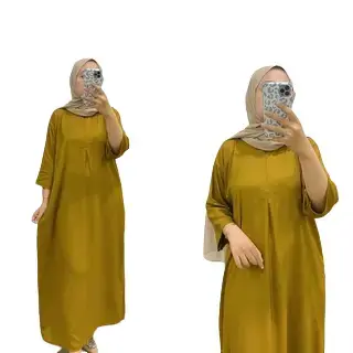 DASTER GAMIS CRINKLE AIR FLOW PREMIUM LD 120 LENGAN 3/4 BUSUI FRIENDLY Airflow Muslim Nyaman Panjang
